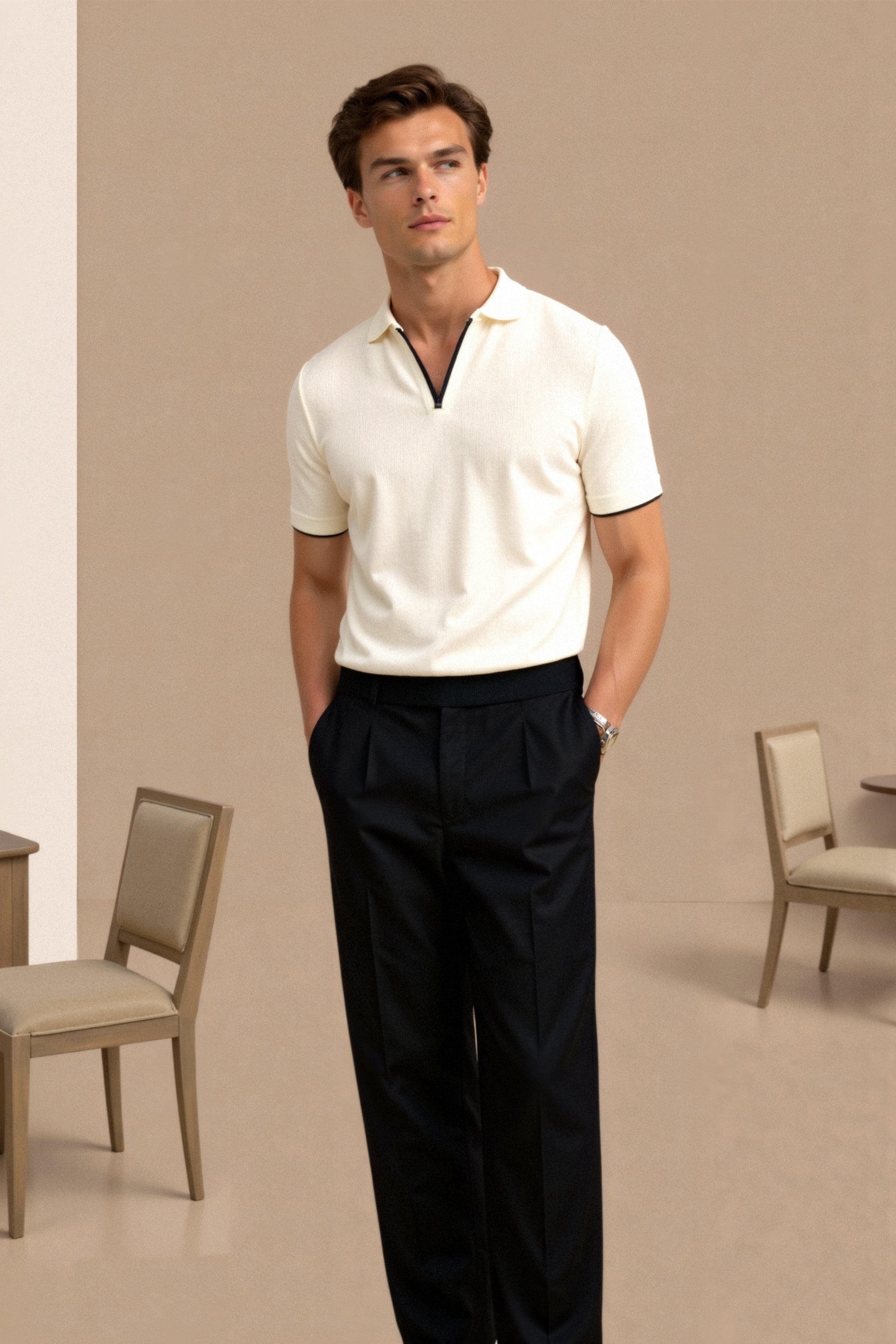 NOBA Polo o kroju slim fit z kontrastem