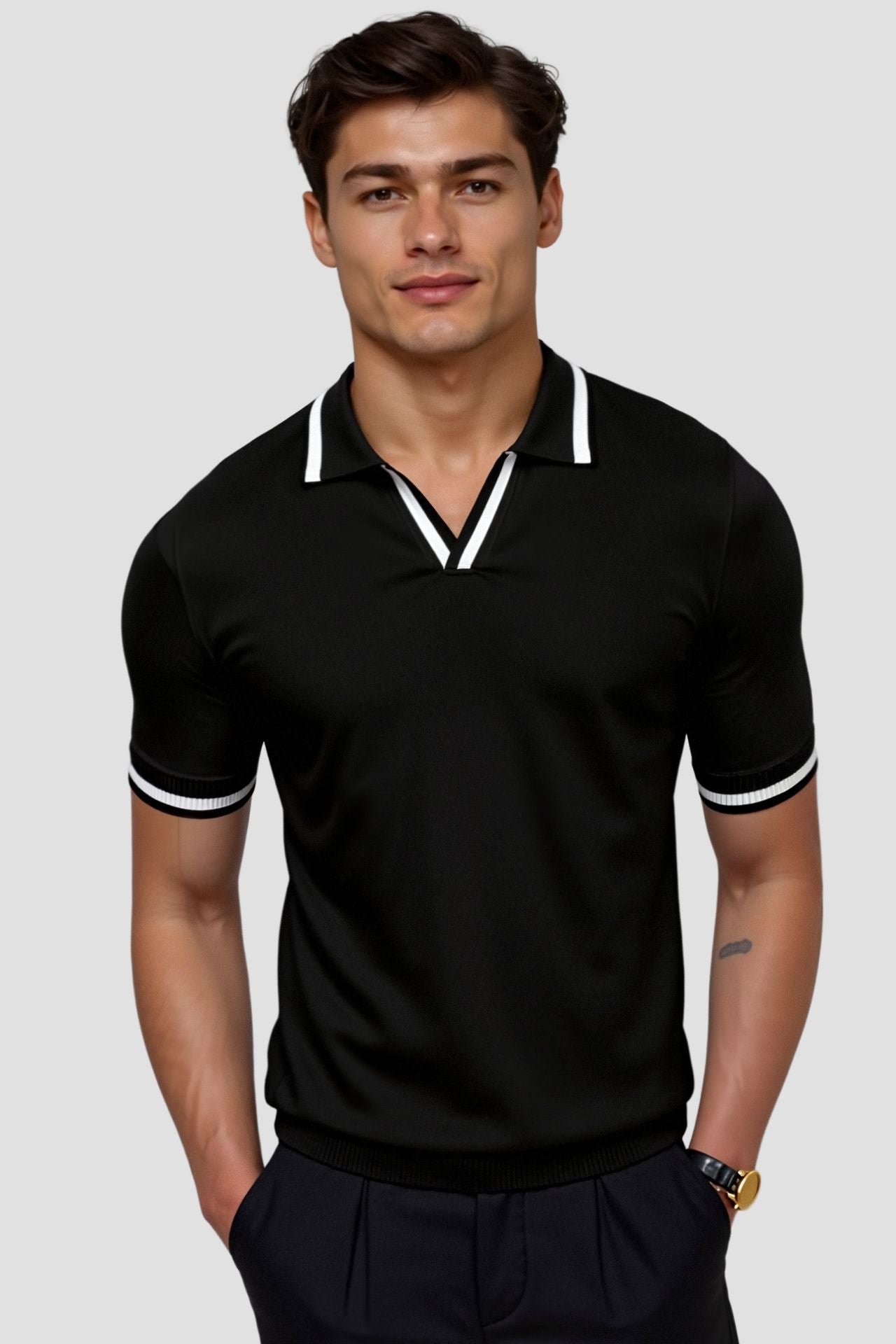 NOBA Polo o kroju slim fit z kontrastem