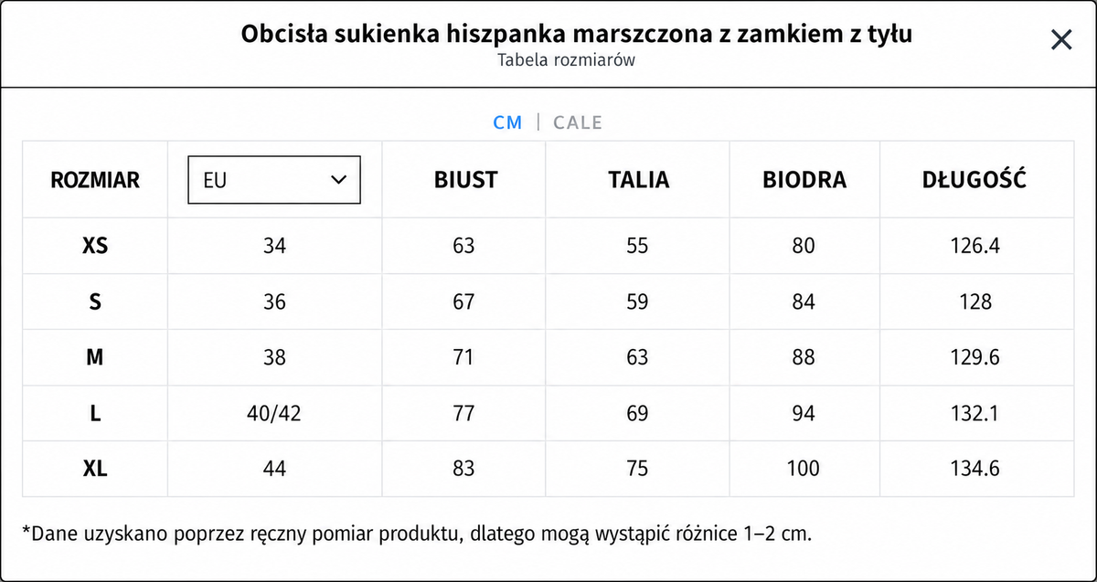 Tabela rozmiarów