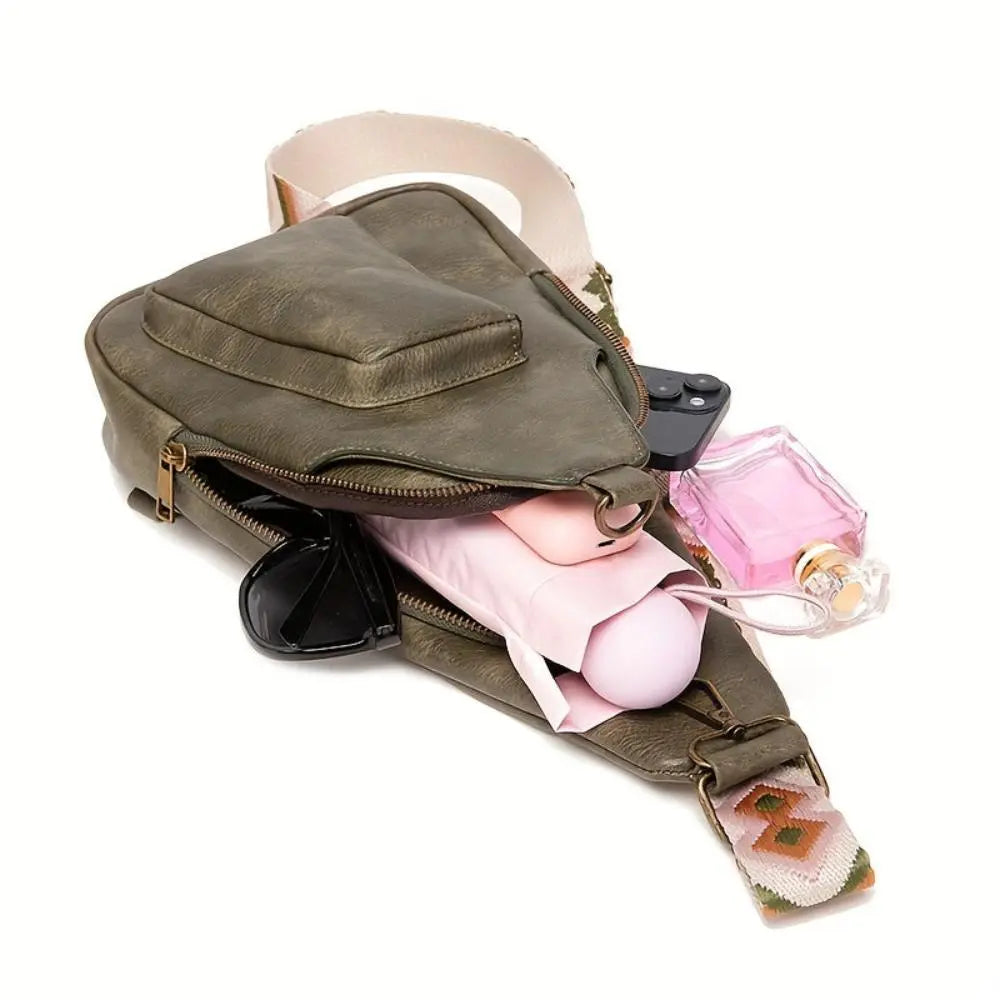 Mackenzie - Vintageowa torba crossbody z geometrycznym paskiem
