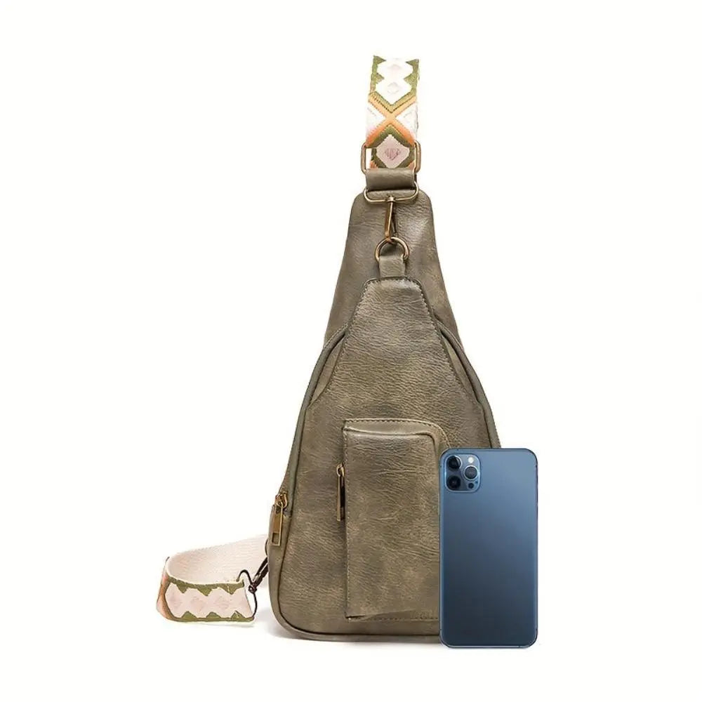 Mackenzie - Vintageowa torba crossbody z geometrycznym paskiem