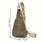 Mackenzie - Vintageowa torba crossbody z geometrycznym paskiem
