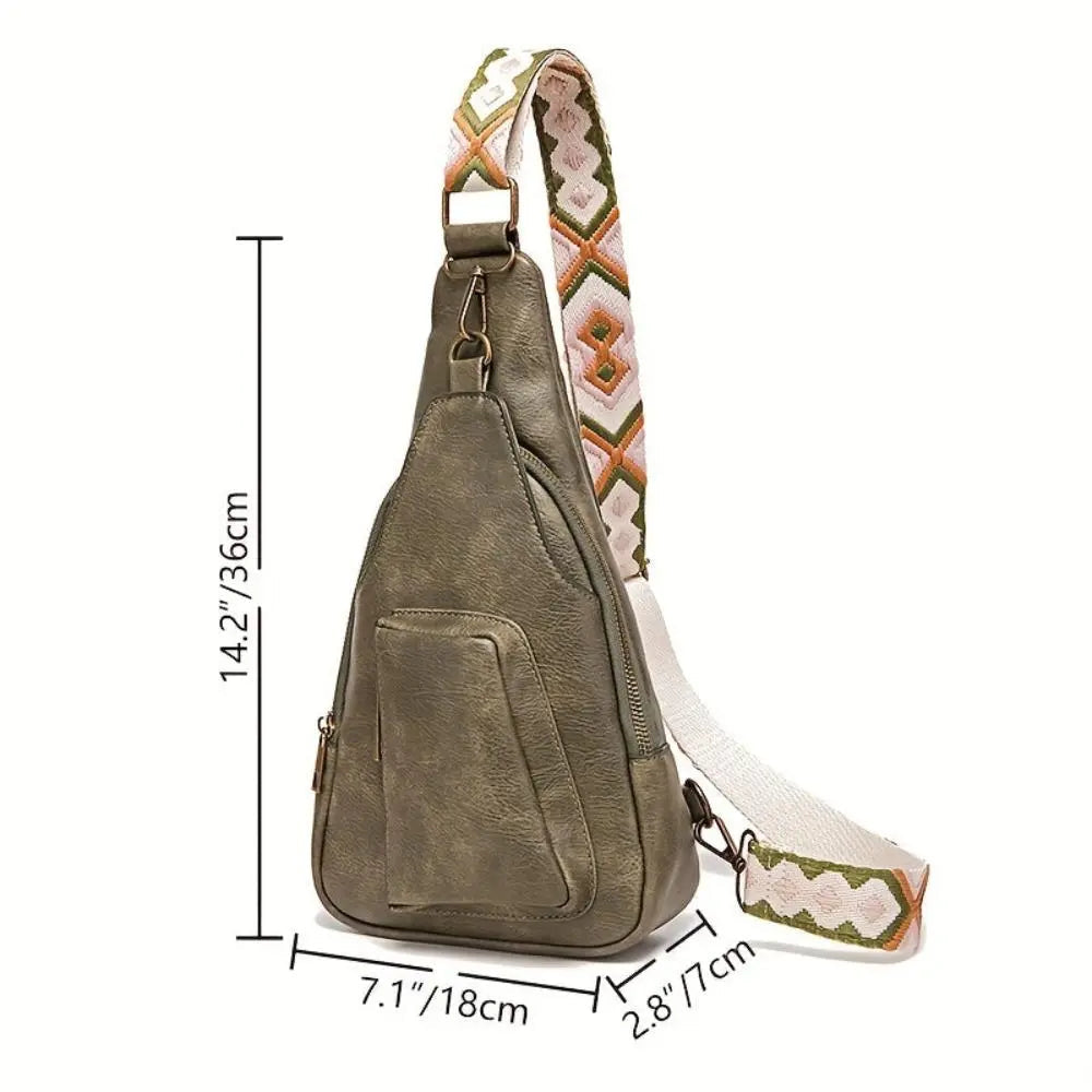 Mackenzie - Vintageowa torba crossbody z geometrycznym paskiem