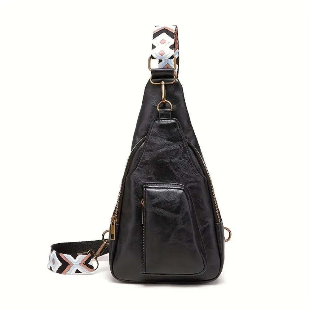 Mackenzie - Vintageowa torba crossbody z geometrycznym paskiem