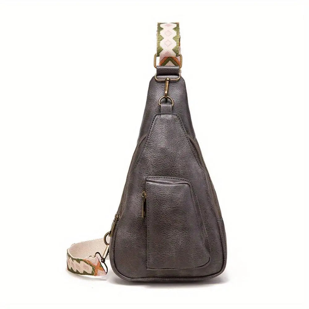 Mackenzie - Vintageowa torba crossbody z geometrycznym paskiem
