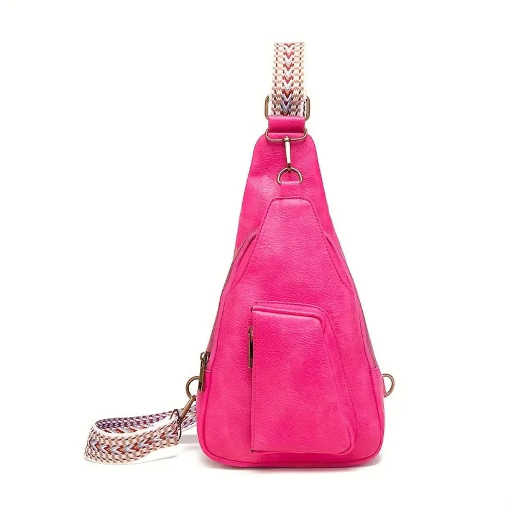 Mackenzie - Vintageowa torba crossbody z geometrycznym paskiem