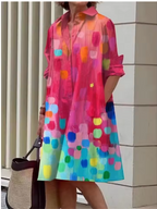 Clio - Luźna koszulowa sukienka do codziennych i uniwersalnych stylizacji