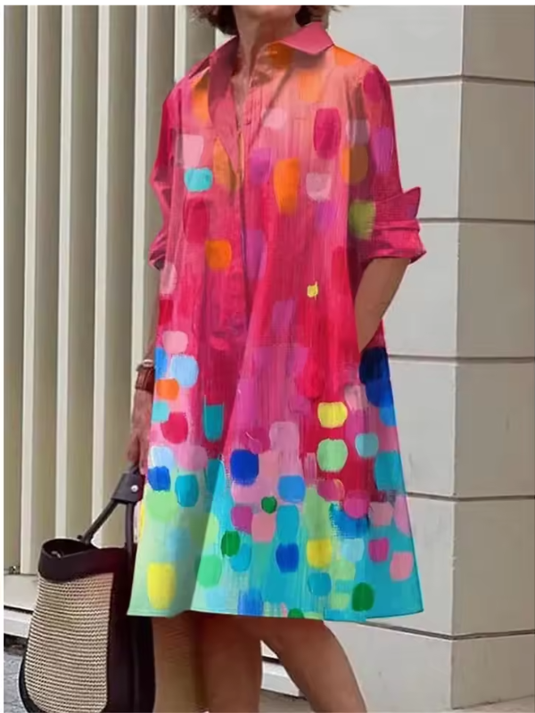 Clio - Luźna koszulowa sukienka do codziennych i uniwersalnych stylizacji