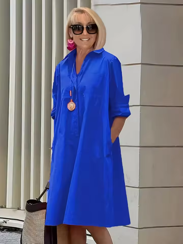 Clio - Luźna koszulowa sukienka do codziennych i uniwersalnych stylizacji