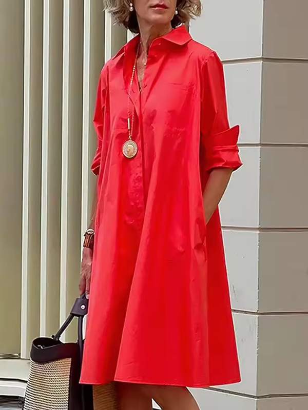 Clio - Luźna koszulowa sukienka do codziennych i uniwersalnych stylizacji