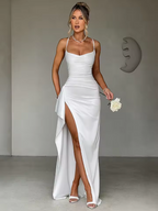 Francheska - Satynowa elegancka sukienka maxi