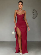 Francheska - Satynowa elegancka sukienka maxi