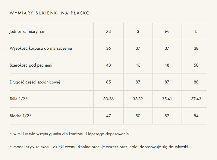 Size chart