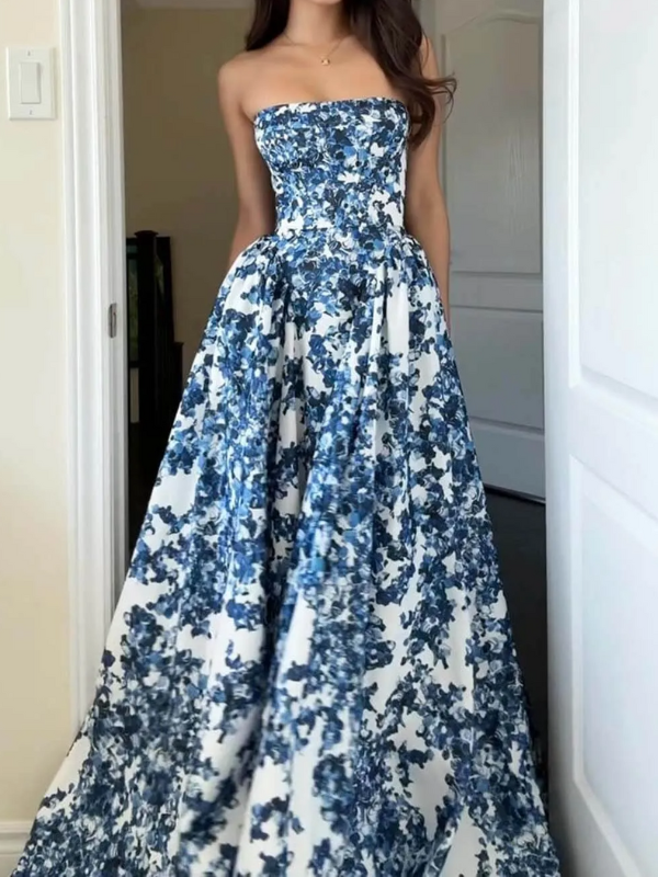 Ariana - Elegancka sukienka maxi bez ramiątek